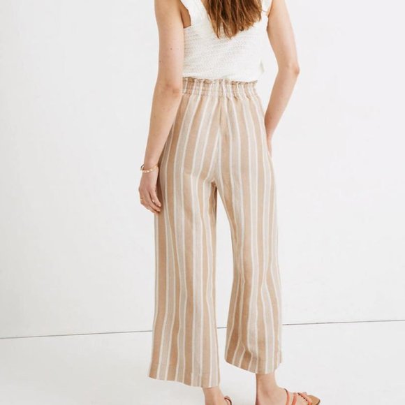 Madewell Tan Smocked Huston Wide Leg Cropped Pants - Picture 3 of 7